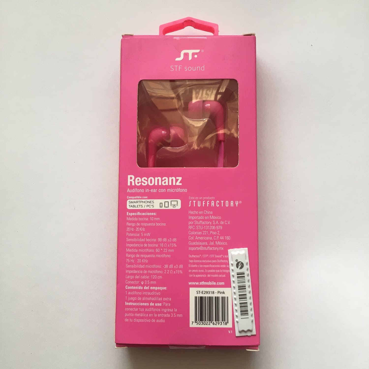 Audífono Manos Libres Resonanz Rosa Sfactory  ST-E29318 2