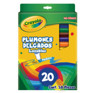 Plumones Lavables Delgados Crayola / Punta Fina Mediana / 20 piezas